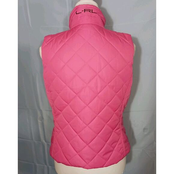 LRL Puffer Vest Reversible Pink Black Quilted Medium EUC - Picture 4 of 9
